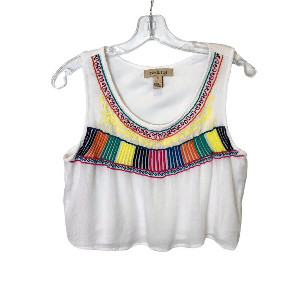 Fun & Flirt Embroidered Rayon Crop Top